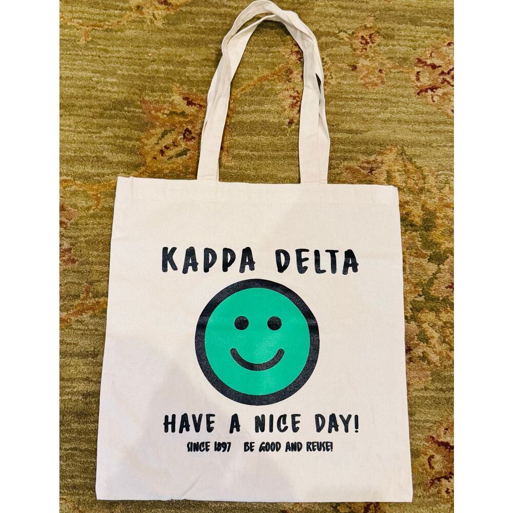 Kappa Delta Sorority Sisterhood Philanthropy Beige Canvas Tote Bag NEW